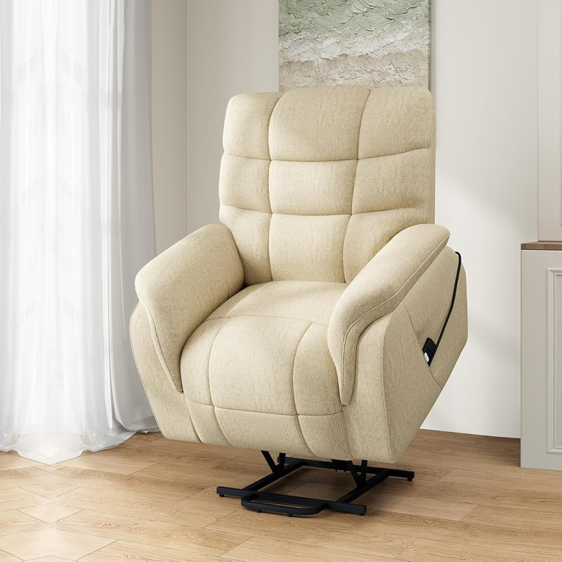 Power Lift Recliner Chair with Remote Control, Anti-Slip Chenille Fabric, Lift Assist for Elderly, Tool-Free Assembly, 350 lb Capacity
