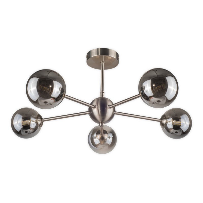 Andri Glass Semi Flush Mount, Satin/Chrome