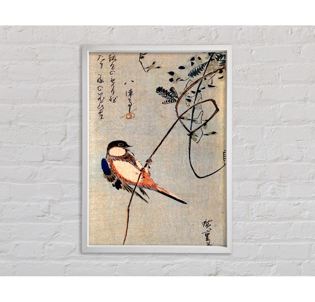 Hiroshige Ein Vogel auf einer Glyzinie - Druck