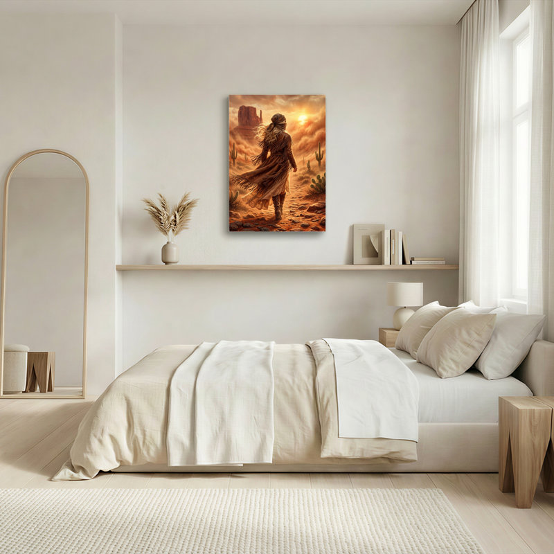 «Gallery Wrap», art mural sur toile pour le salon, la chambre à coucher, le bureau ou le vestibule - décoration murale décorative avec désert Wanderer