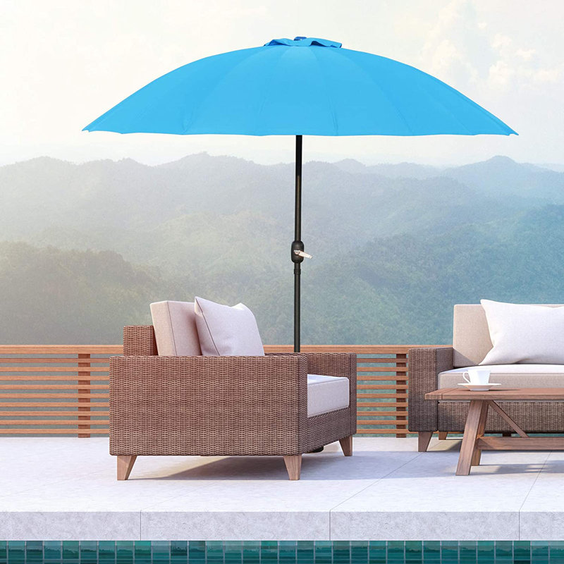 Aarun 279cm Tilt Beach Parasol, Blue