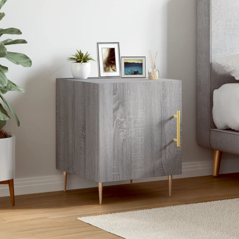 40cm W Iron Bedside Table, Grey Sonoma