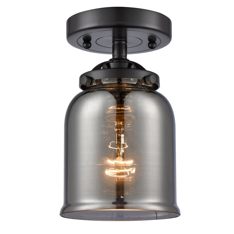 Esita Glass Semi Flush Mount, Oil Rubbed Bronze, Plated Smoke, No Bulb Included