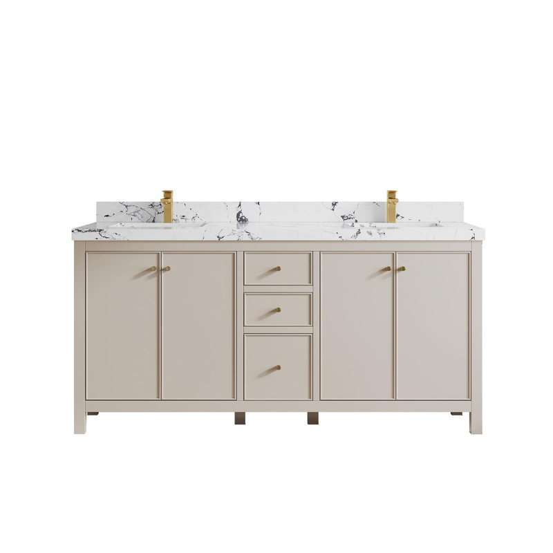 Meuble-lavabo double 72 po avec plateau Chicago, Viola nuit