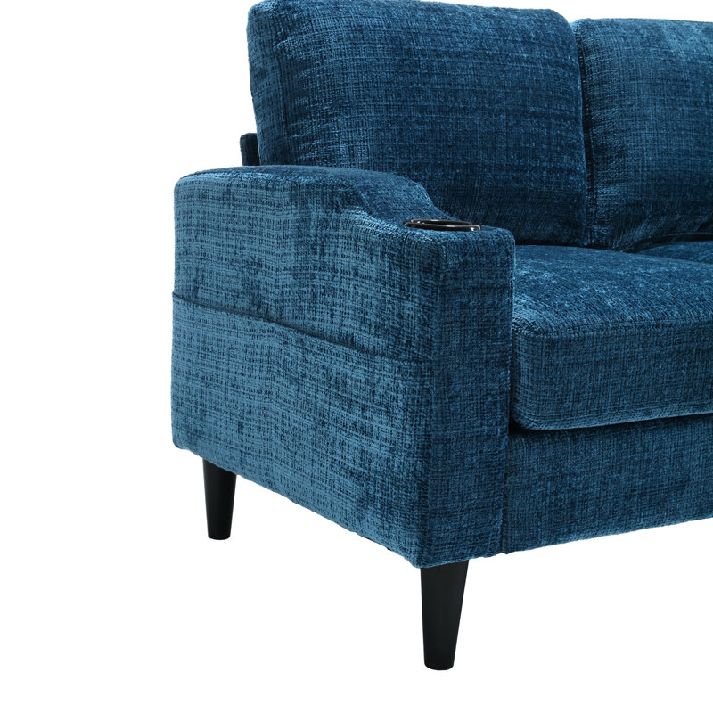 Canapé modulaire avec tissu en chenille et espace de rangement pratique en forme de L, Sarcelle