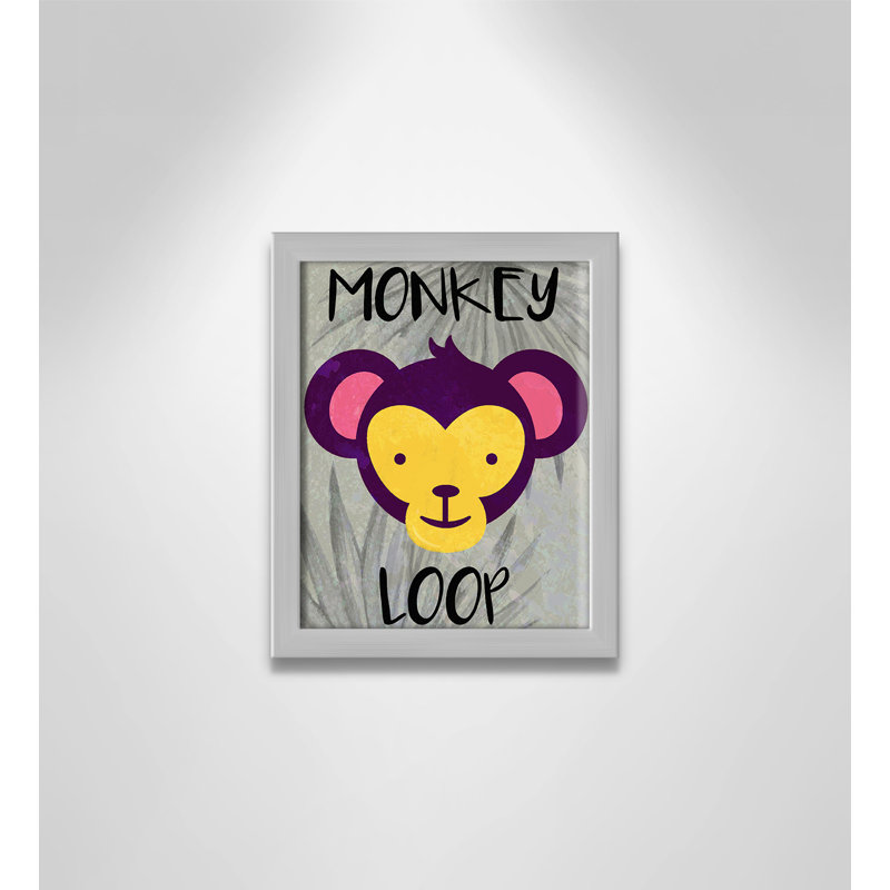 Monkey Loop Paper Print, 10" H x 8" W x 1.18" D, Silver Box Framed