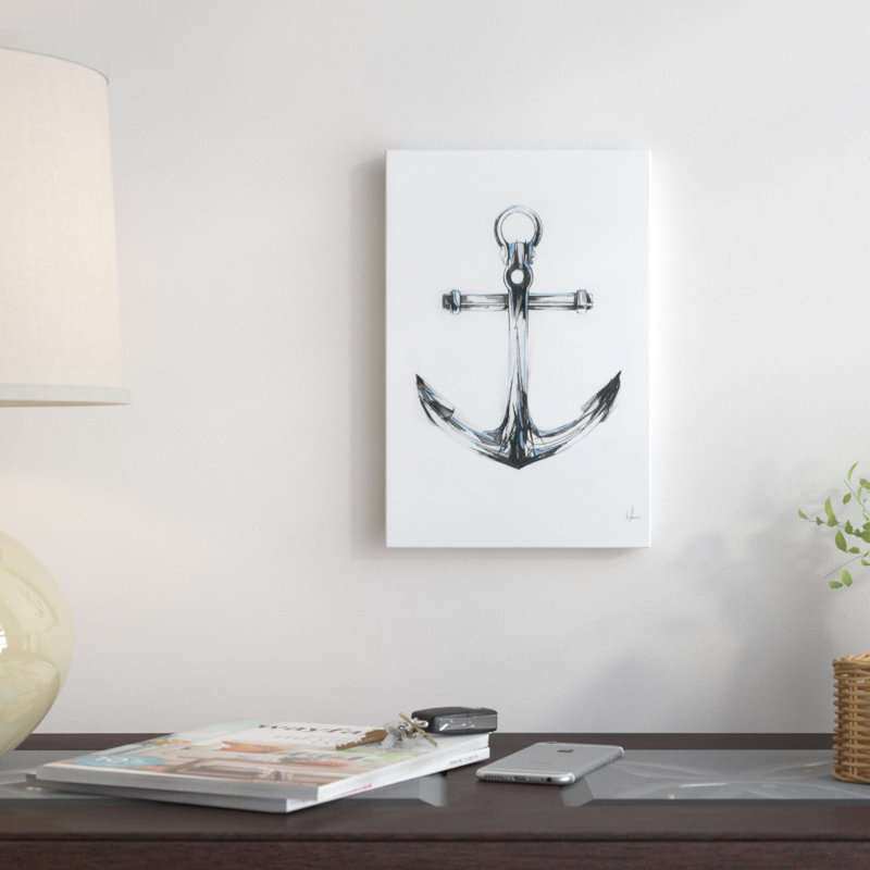 «Blue Anchor», reproduction d'art sur toile, H 24 po x l 16 po x P 1 po, Papier d'art encadré noir