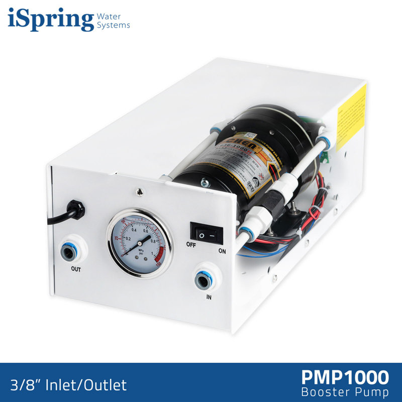 Pompe d'appoint iSpring PMP1000 pour membrane à haute capacité et système d'osmose inverse commercial jusqu'à 120 psi, raccord rapide 3/8 po