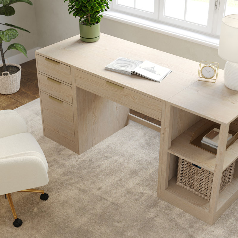 Bureau modulaire, tablette à 2 niveaux et classeur Martha Stewart Kayden, Brun