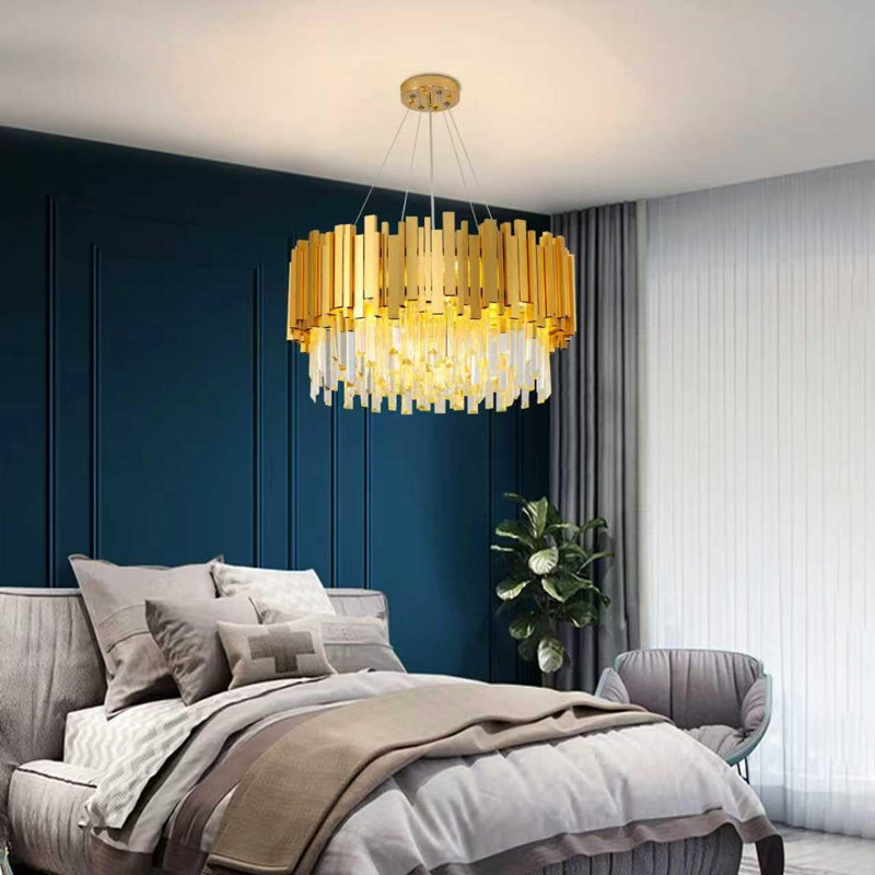 10 - Light Chandelier, Length 55cm, Gold