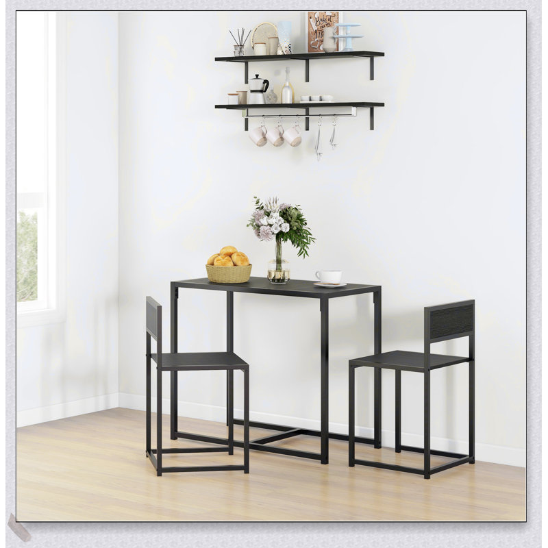 Table de salle à manger industrielle compacte pour 2 personnes, conception peu encombrante avec table robuste et chaises confortables