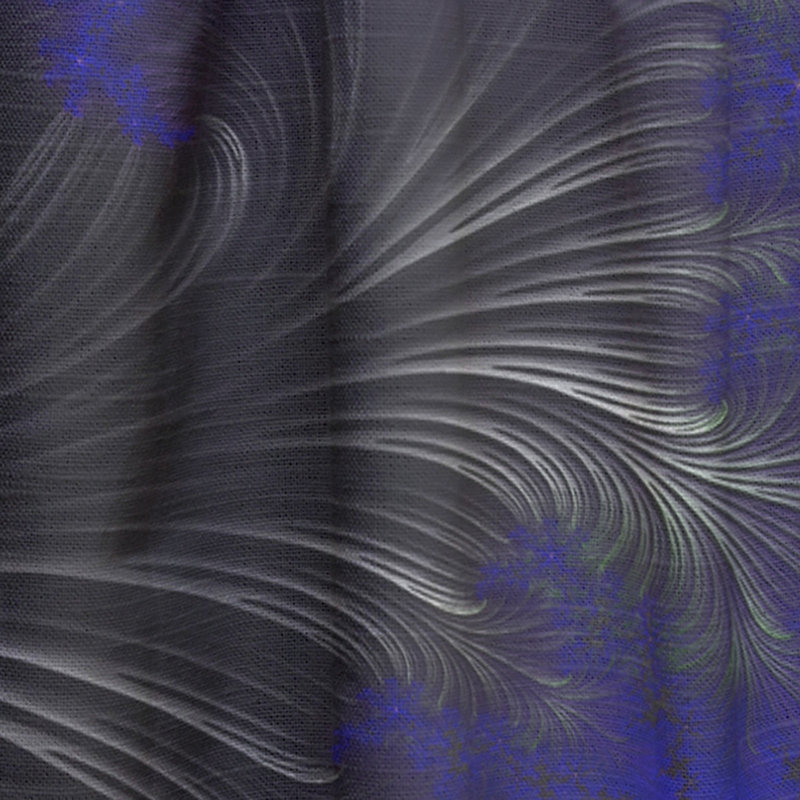 Feuilles fractales noires et bleues - Rideau moderne - Velours obscurcissant - 1 panneau, L 52 po x L 120 po