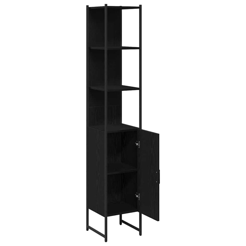  Bathroom Cabinet 33 X 33 X 185.5 Cm Engineered Wood, Black Oak