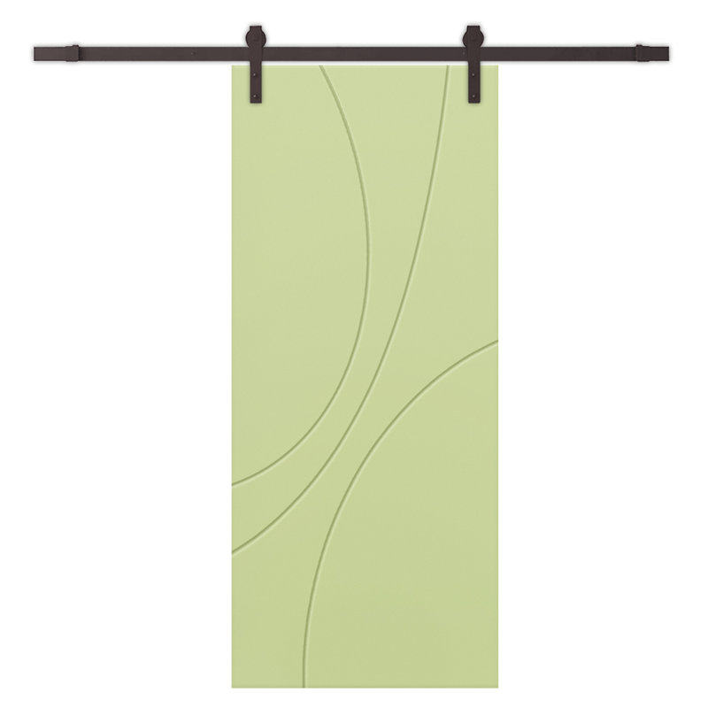 Porte de grange à panneaux et en bois avec quincaillerie d'installation, 42 po x 84 po, Vert sauge, Bronze huilé