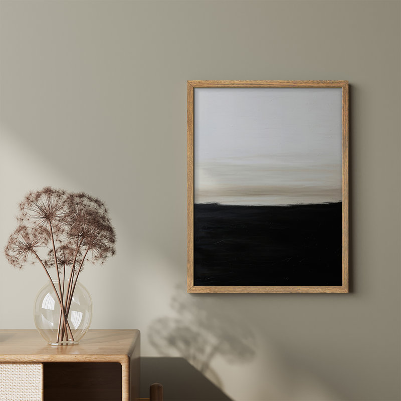 Reproduction d'art encadrée abstraite pour décoration intérieure moderne, Naturel, H 14 po x l 11 po