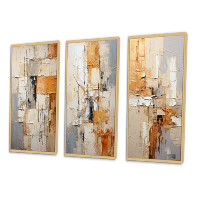 Abstraction géométrique - ensemble d'art abstrait de 3 pièces