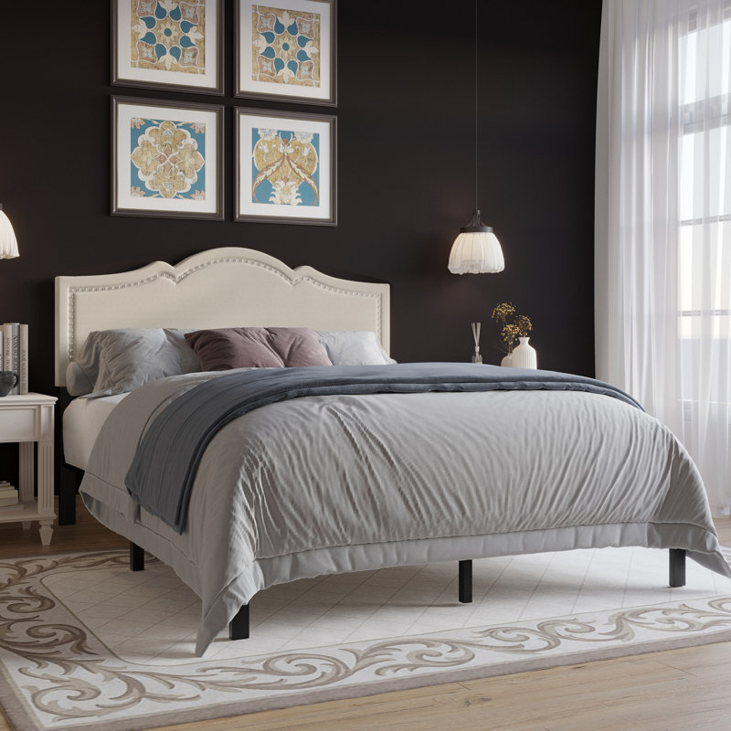 Katin Upholstered Platform Bed, Warm Gray, King