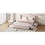 Lit plateforme tapissier avec tête de lit à oreilles, couleur rose - sans sommier, 2 tiroirs et lit gigogne simple pour l'organisation et le style de la chambre à coucher