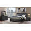 Grand lit moderne gris Shaker de style moderne avec éclairage à DEL et tête de lit rembourrée d'inspiration cristal, bois massif + lit, structure en bois d'hévéa pour la chambre à coucher, revêtement en similicuir, sommier