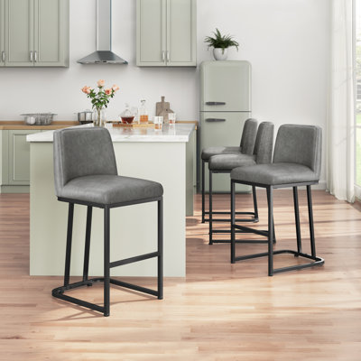 Bocicault Upholstered Faux Leather Counter Bar Stool with Metal Frame
