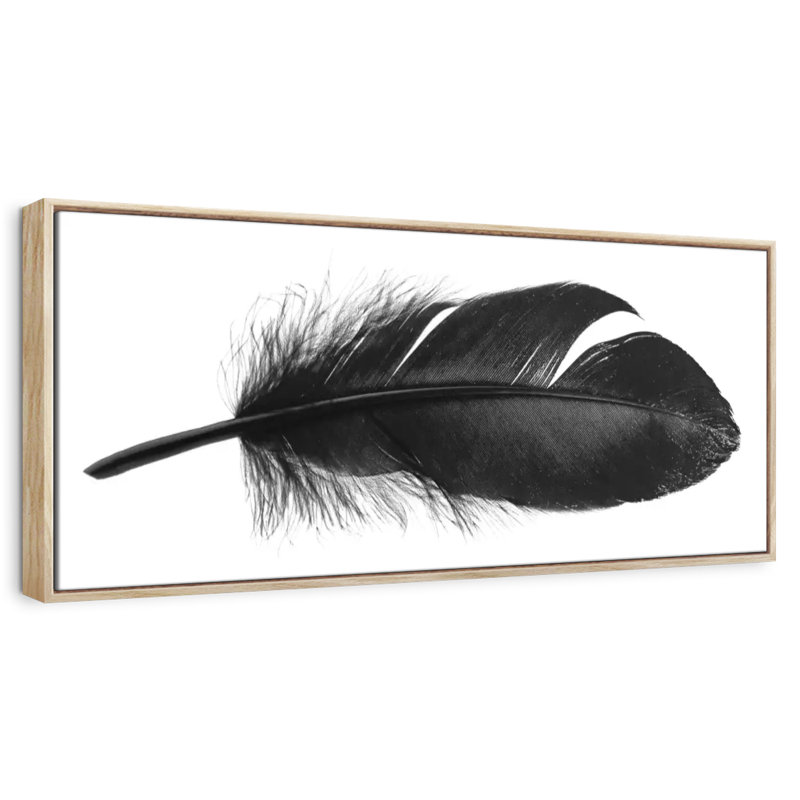 Plume foncée, Cadre flottant en bois naturel, 28 po x 10 po