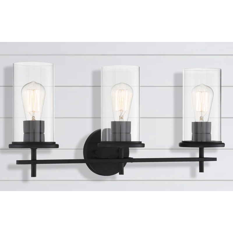 Ashten 3 - Light Dimmable Vanity Light, Black, Clear