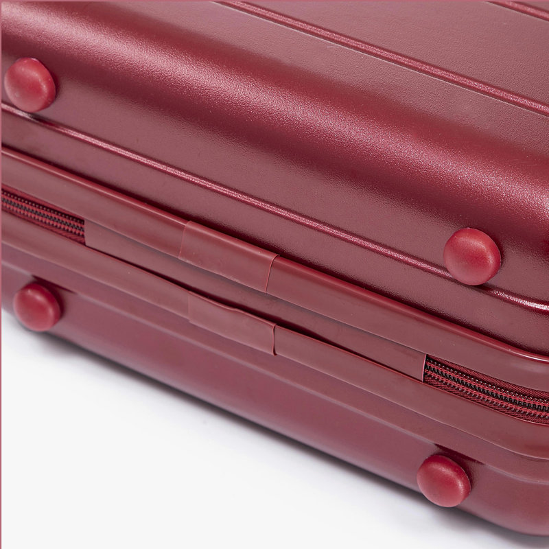 14"/20" 2 pcs/set in ABS Spinner Wheel Luggage, with Combination Lock,14" Cosmetic Case (WINE RED)