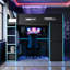 Lit mezzanine double pleine grandeur avec bureau intégré, éclairage RVB, charge USB et grand espace de rangement pour les enfants et les adolescents-81027786