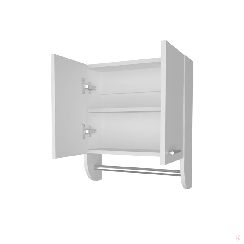 Pharmacie avec barre à serviettes pour le rangement de la salle de bain, Blanc