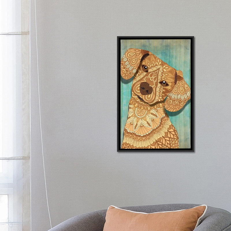 Schatzi brown, impression sur toile tendue, H 26 po x l 18 po x P 1,5 po, Toile avec cadre noir, Pas de tapis