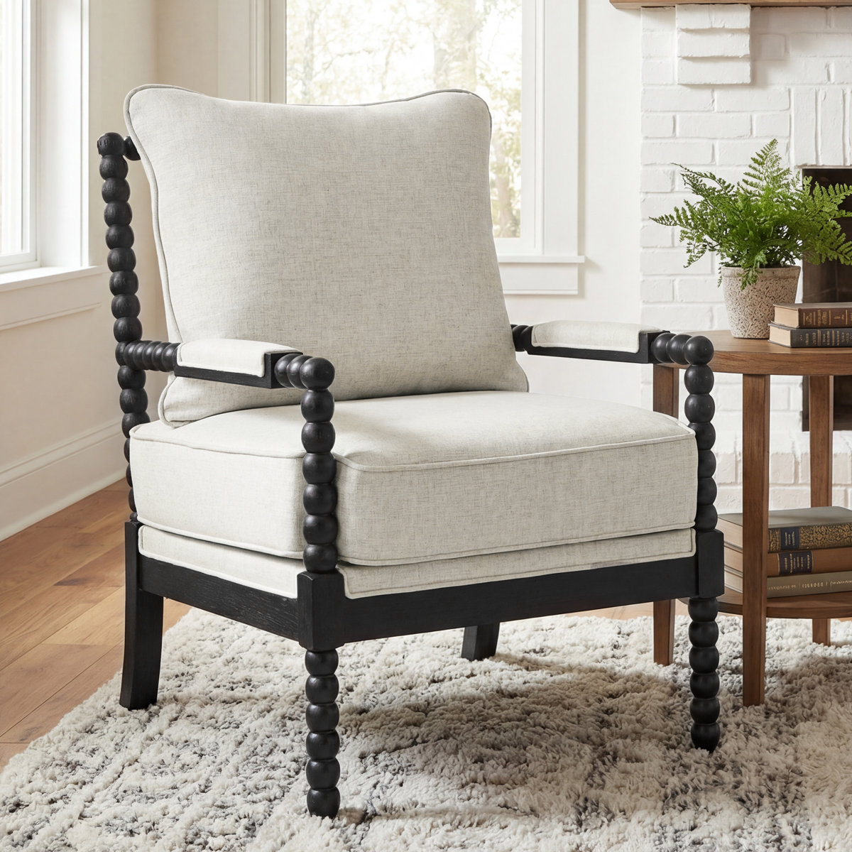 Lorentz Modern Farmhouse Accent Chair 25.5" Wide with Turned Wood and Solid Frame