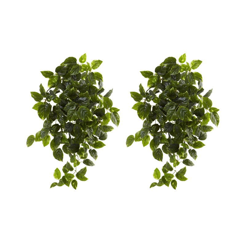 36in. UV Resistant Artificial Pothos Hanging Plant (Indoor/Outdoor) - Set of 2 Primrue