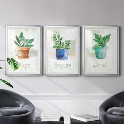 " Potted Basil " 3 - Pieces