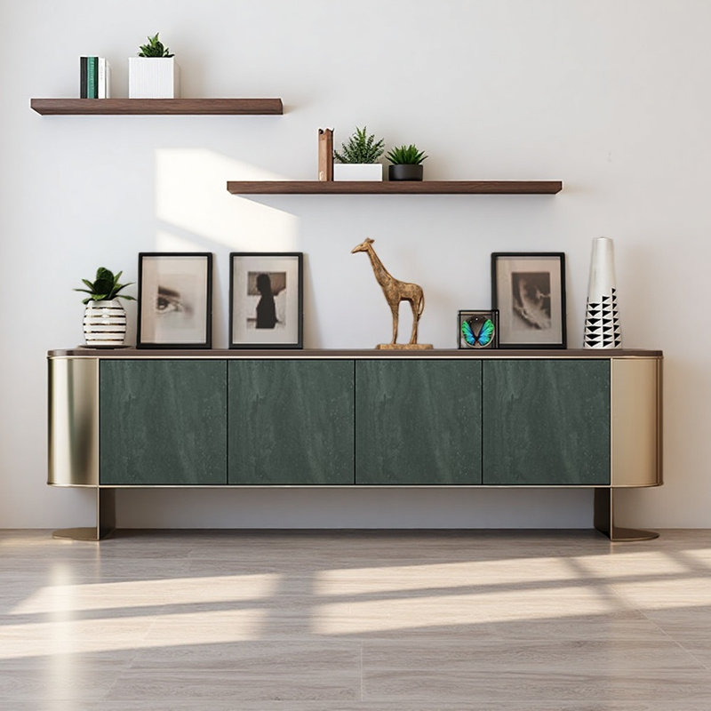 Meuble télé simple de style italien vert, H 23,62 po x L 78,74 po x l 15,75 po