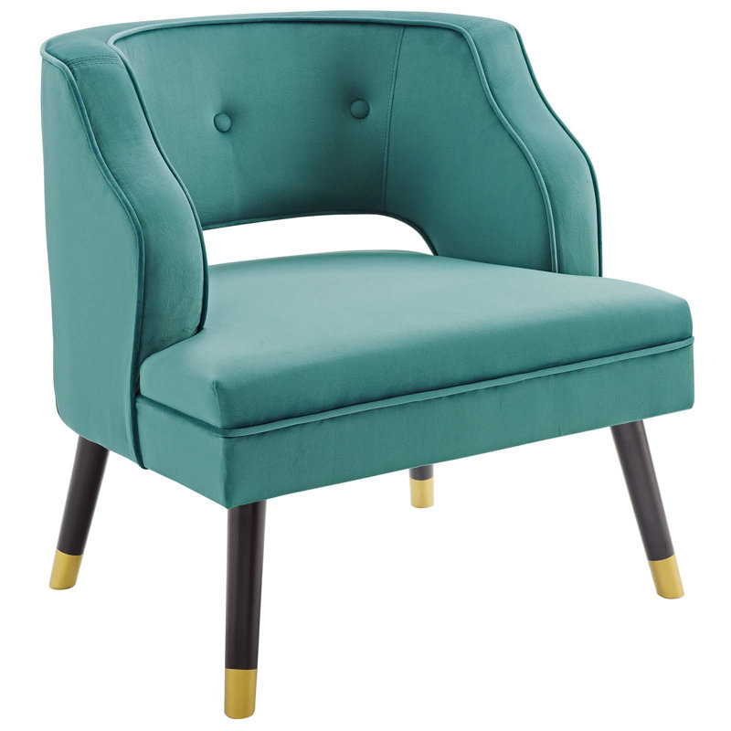 Carson Carrington Taktsberget Velvet Armchair by Modway, Teal Plainweave