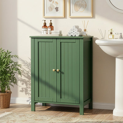 Forest Green Vertical Grain Bathroom Cabinet - Rich Painted Finish For Contemporary & Spa-inspired Bathrooms