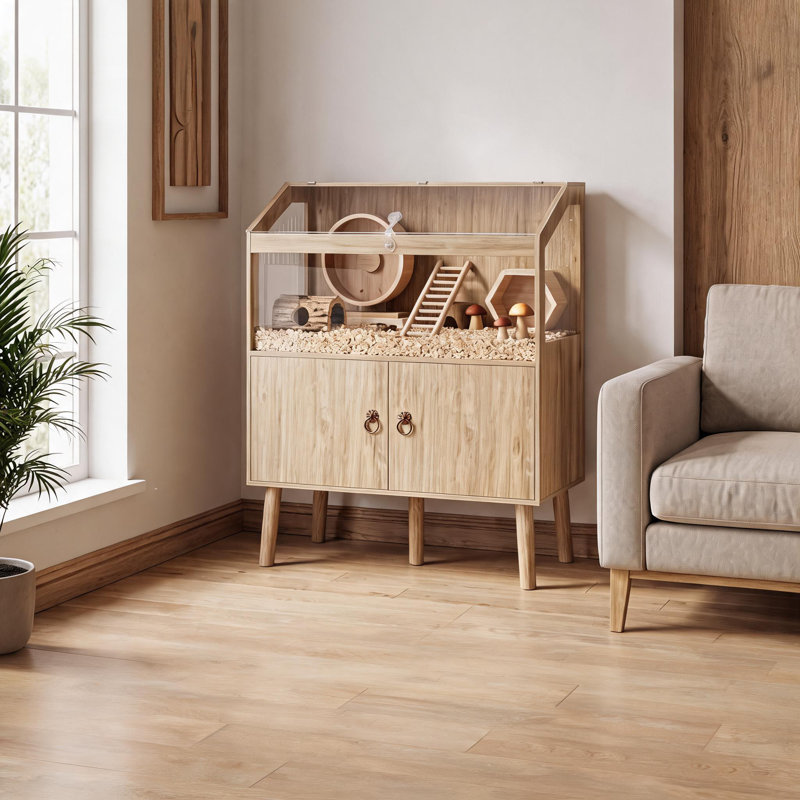 Grande cage pour petits animaux, armoire de rangement en bois