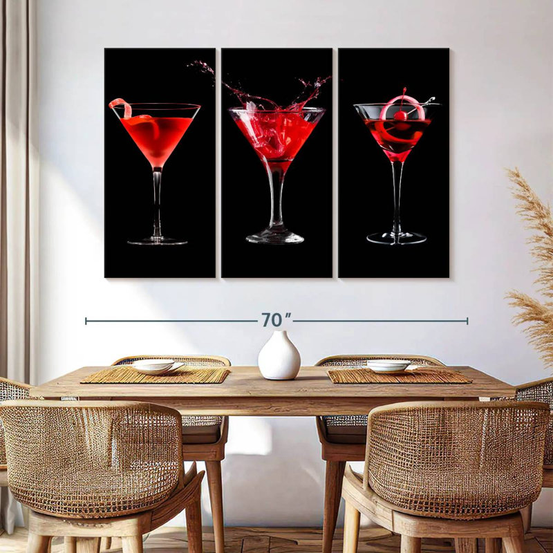 Maraschino cerise cocktail 3 pièces, H 42 po x l 65 po