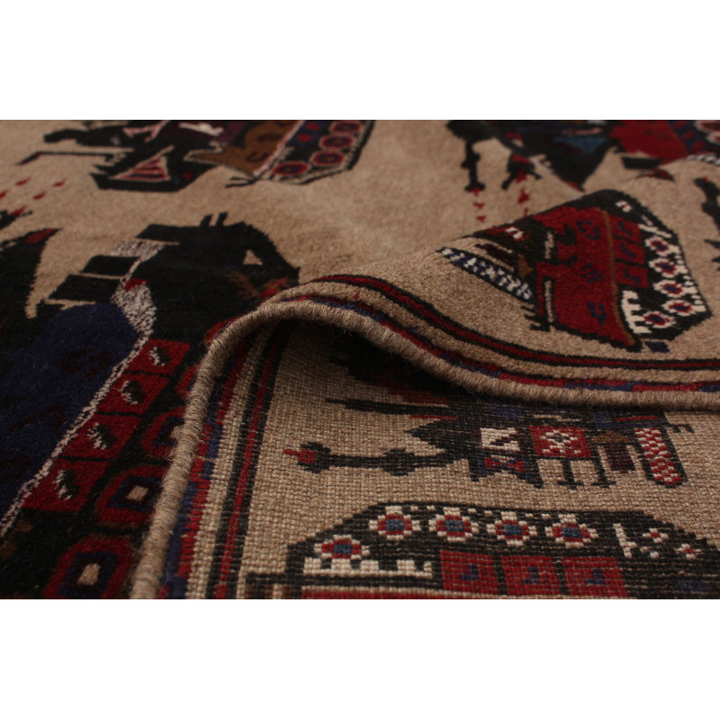 Tapis décoratif beige en laine noué à la main de conception unique 6 pi 8 po X 9 pi 6 po noué à la main New Age