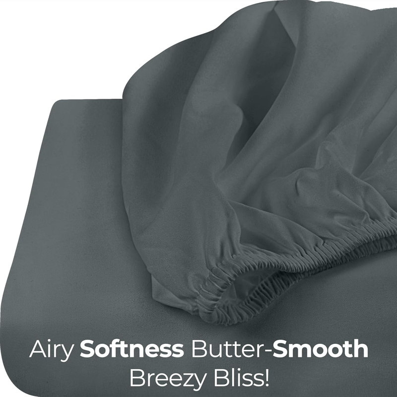 Twin Fitted Sheet - Bottom Sheet - Deep Pocket - Soft Microfiber - Shrinkage And Fade Resistant - Easy Care -1 Fitted Sheet Only (Grey)