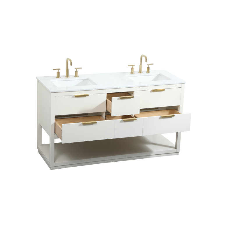 Ensemble de meuble-lavabo double 60 po Felicity, Blanc