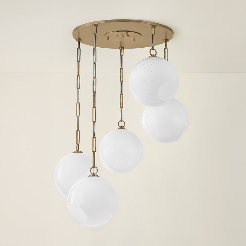 Troy Lighting Bramble Chandelier in Patina Brass, 5 Lights, 14.25" H x 35" W x 35" D