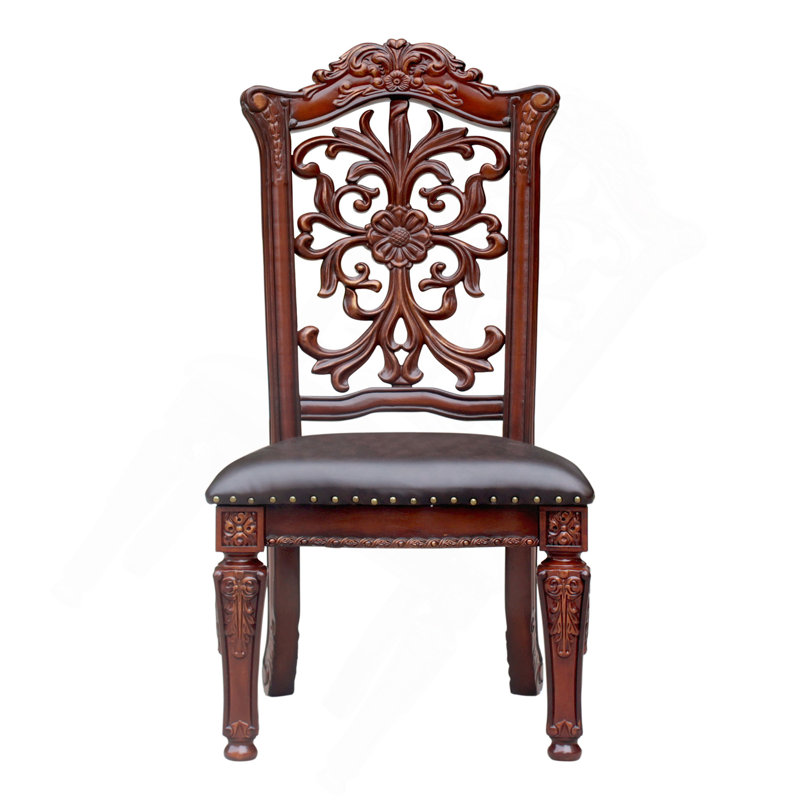 Chaise d'appoint brune et cerise avec garniture cloutée (ensemble de 2)