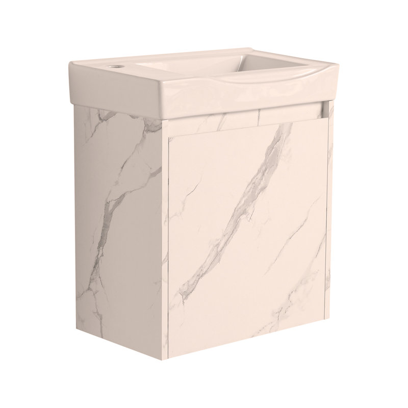 Ensemble de meuble-lavabo mural 20 po avec lavabo en céramique, armoire de rangement avec portes, ensemble d'armoire de salle de bain