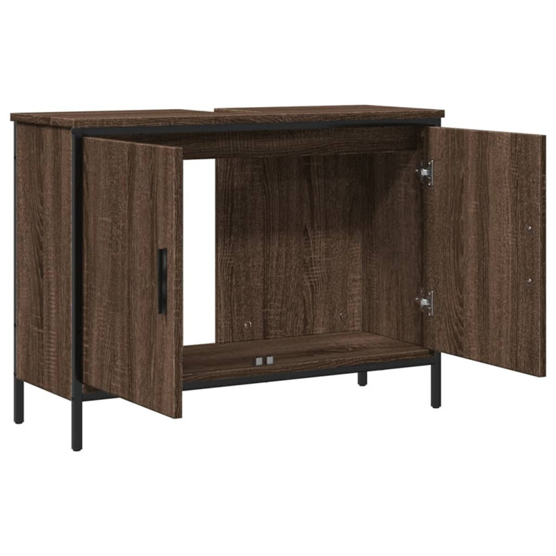 Awalt 80mm Single Bathroom Vanity, Brown Oak