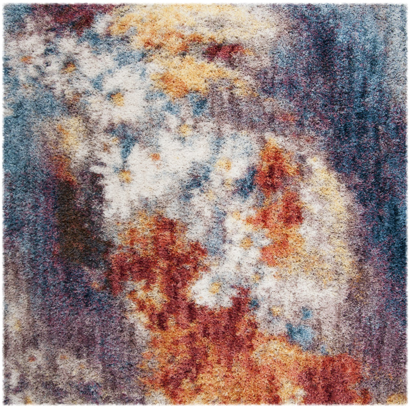 Delma Performance Abstract Rug, Square 3'