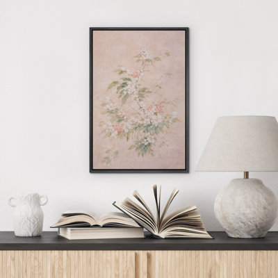 Delicate Cherry Blossom Branch Vintage Botanical Floral Decor Framed Canvas Master Bedroom Wall Art Work Print
