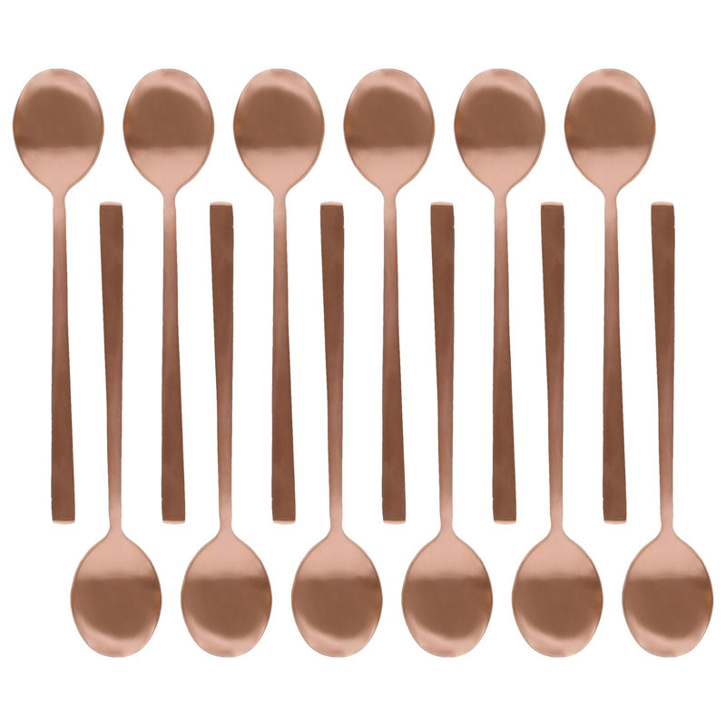 Stainless Steel Teaspoons - 14.5cm - Pack of 12, Copper