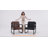 Modern Faux Leather Tufted Back Accent Chair with Metal Farme-1872443521