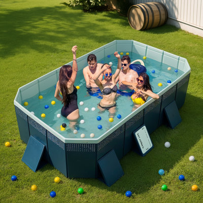 Piscine familiale pliable non gonflable pour l'extérieur, dimensions 70 x 54 x 20 pouces (1,8 m), installation simple pour tout le monde dans votre cour